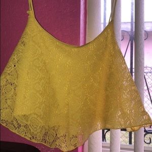 Yellow Knitted Crop Top